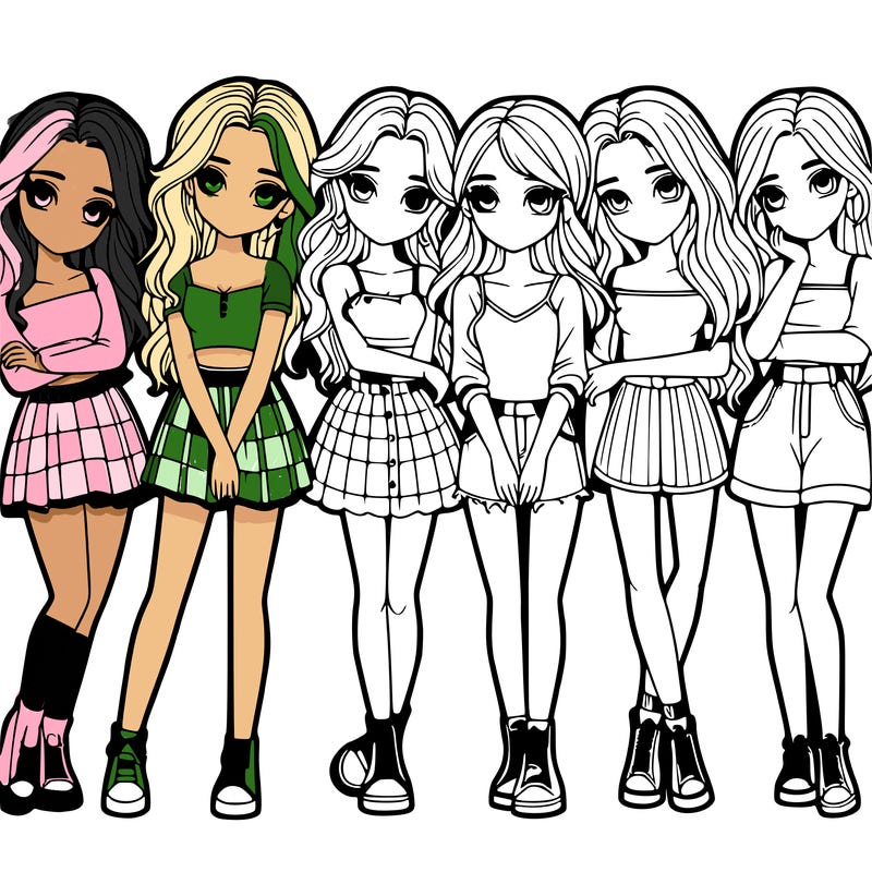 a group of girls realistic