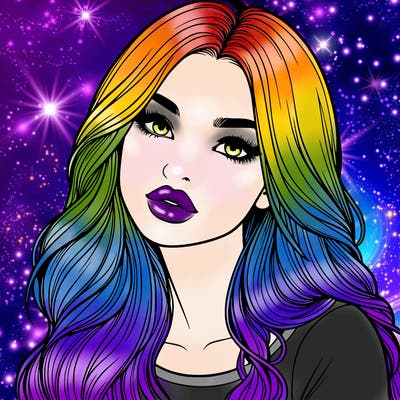 realistic girl with hair on her hair and lips