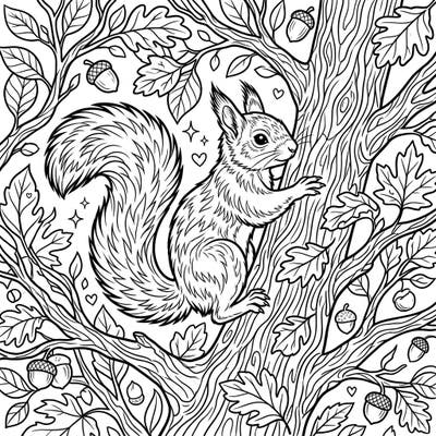 Discover the charm of a nimble squirrel as it explores its leafy kingdom in this intricate coloring page. Perfect for nature lovers, this design promises hours of relaxing creative fun.