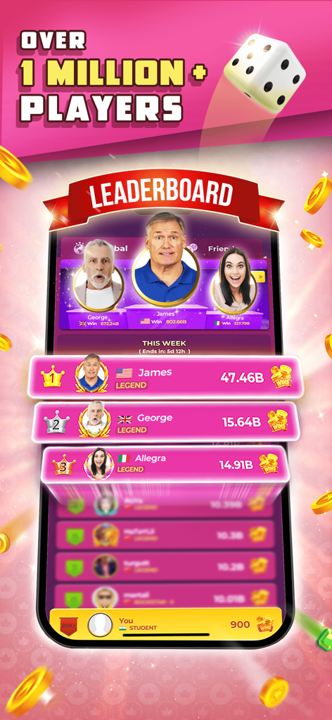 Placar global do Backgammon Friends Online mostrando os jogadores mais bem classificados