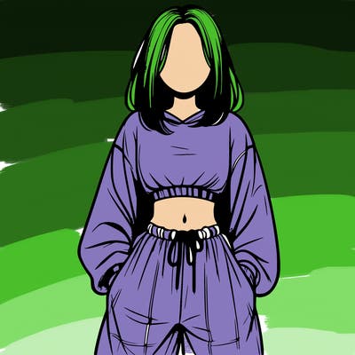realistic girl faceless with baggy pants and a crop top