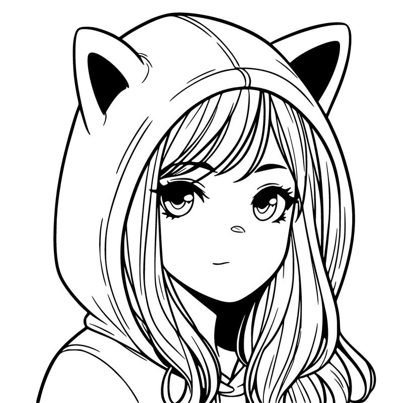 teen girl in a hoddie with cat ears