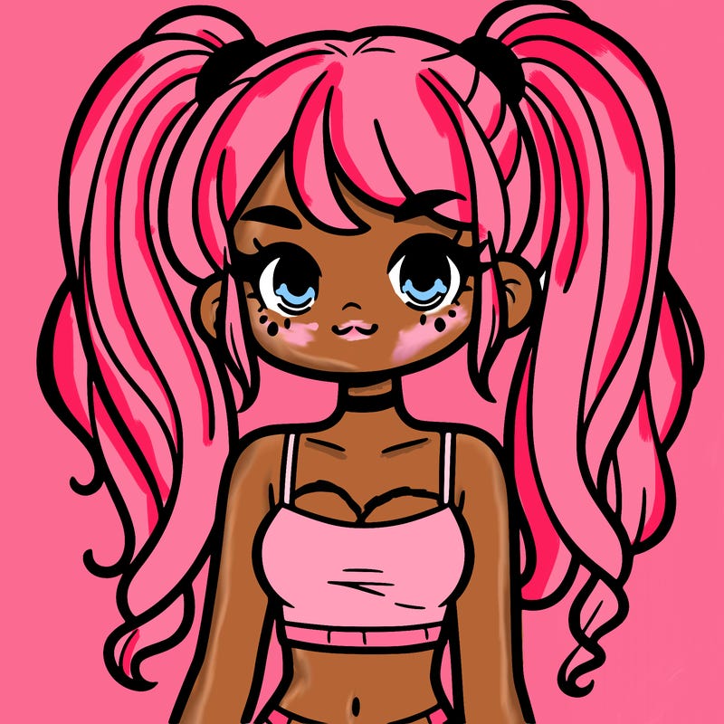 a pretty girl with pig tails and a crop top on