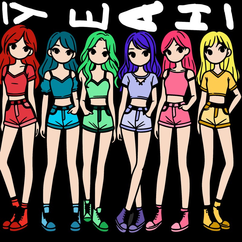 a group of girls wearing crop tops and shorts