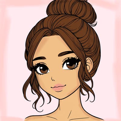realistic pretty girl with hair in bun