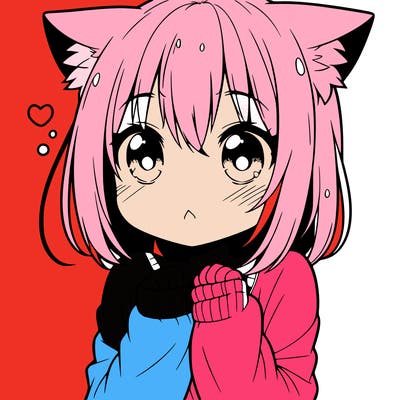 shy anime catgirl