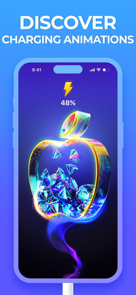 Aesthetic iPhone charging animation featuring a diamond filled apple design
