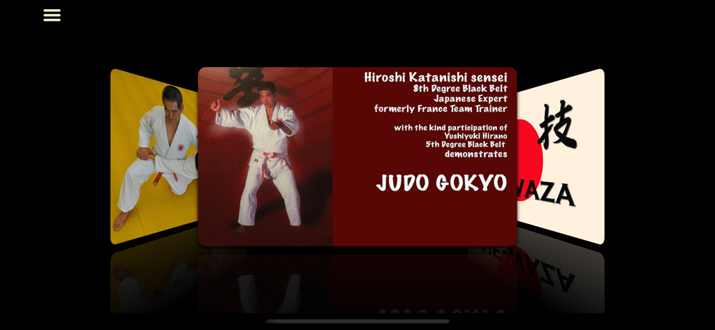 Pantalla de introducción de la aplicación Judo Gokyo con Hiroshi Katanishi Sensei