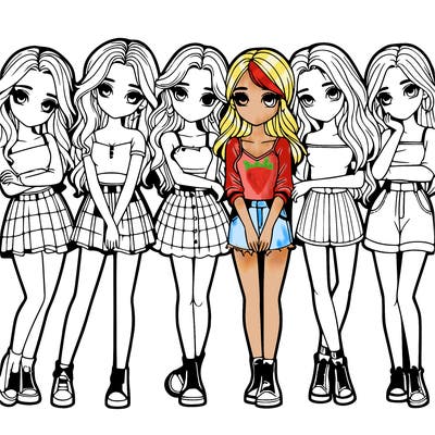 a group of girls realistic