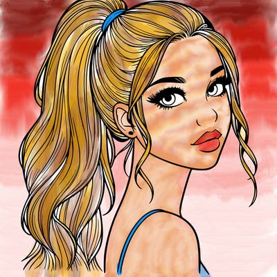realistic pretty girl with high pony tail