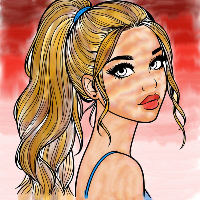 realistic pretty girl with high pony tail