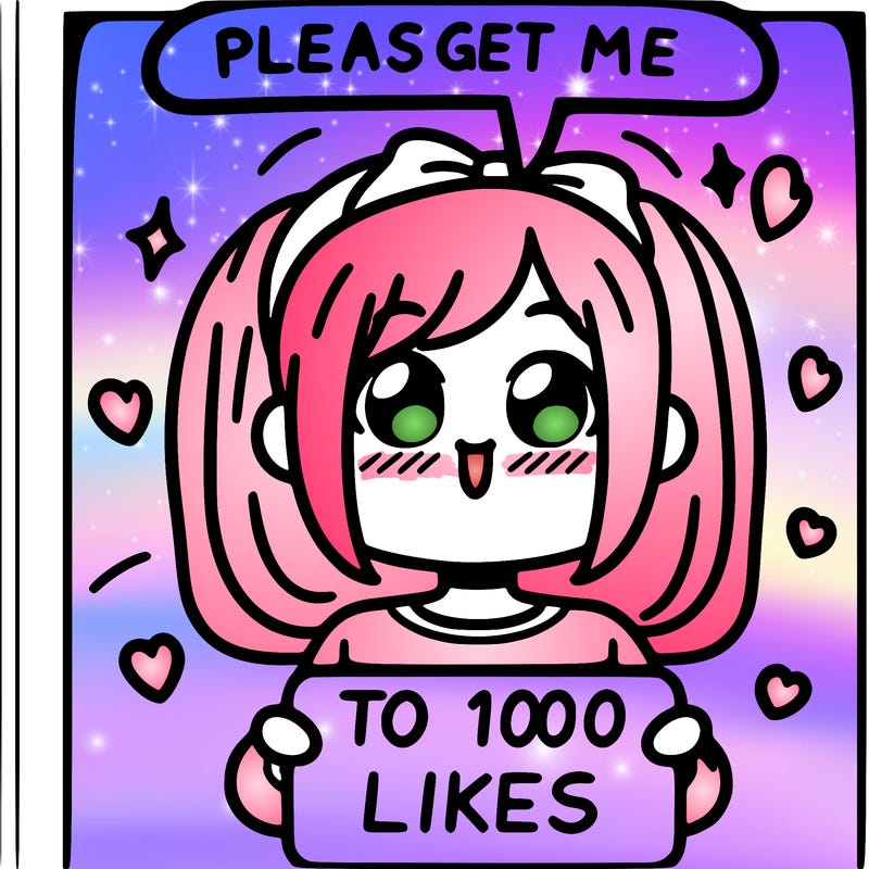 a girl saying please get me to 100 likes