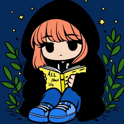 girl in oversized hoodie reading a book