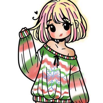 girl in baggy sweater hanging off her shoulder