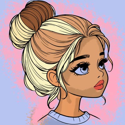 realistic girl with bun