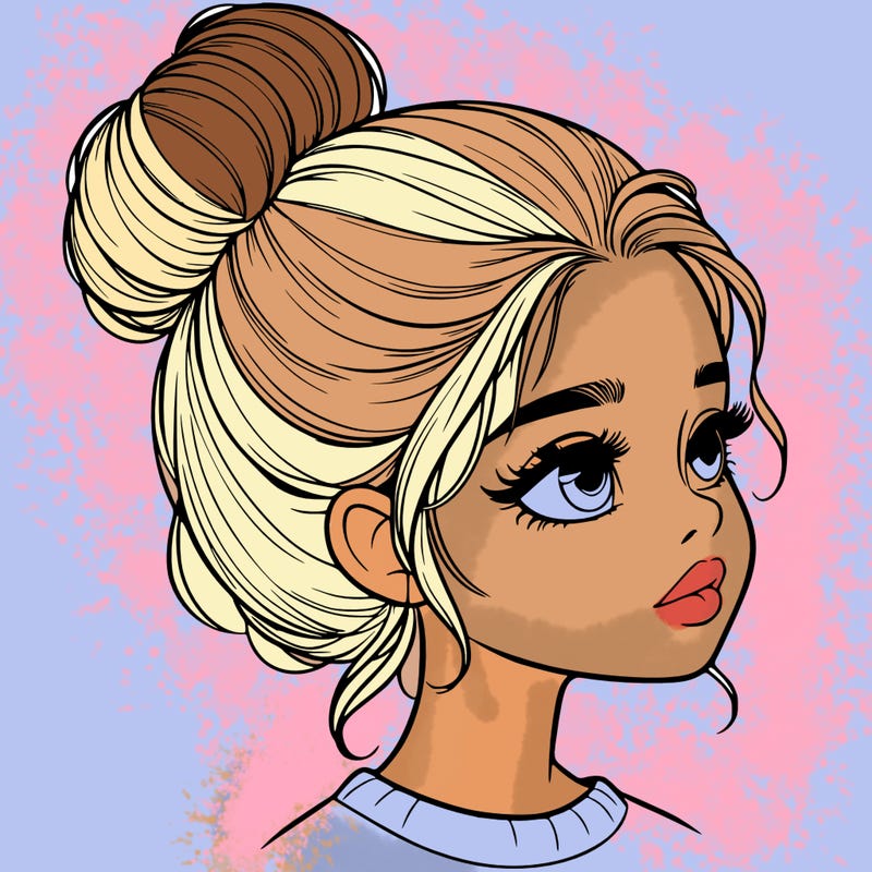 realistic girl with bun