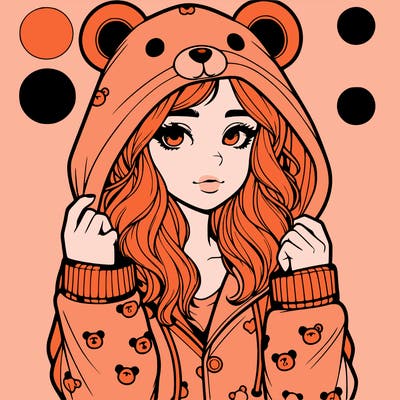 realistic girl in a animal pjs hoodie