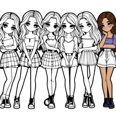 a group of girls realistic