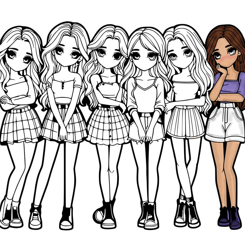 a group of girls realistic