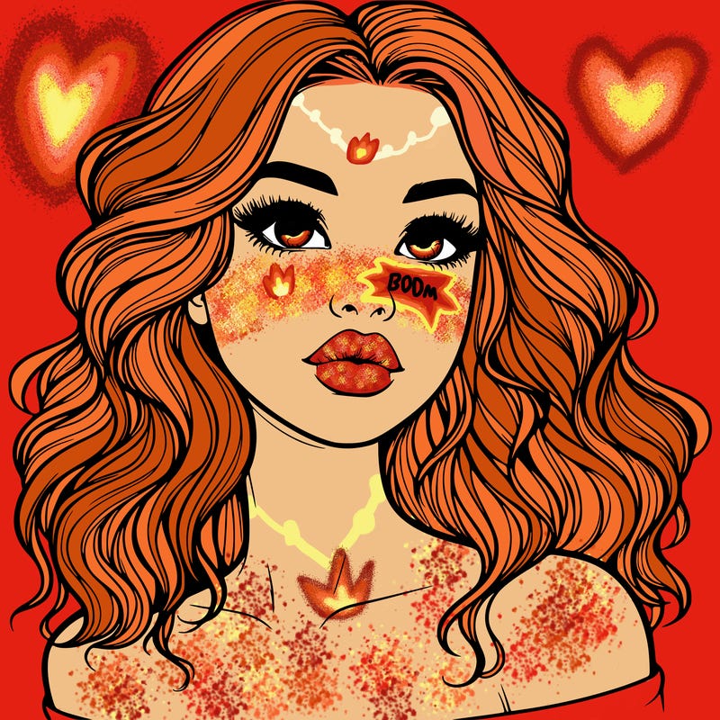 realistic girl with wavy hair and lips