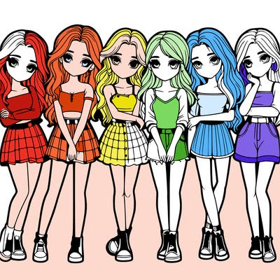 a group of girls realistic