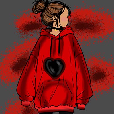 realistic girl with a oversized sweatshirt on and a bun