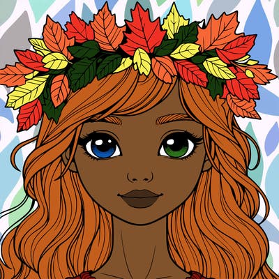 realistic girl with fall leaf crown