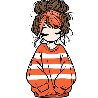 girl with baggy sweatshirt and messy bun