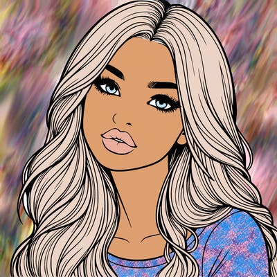 realistic girl with hair on her hair and lips