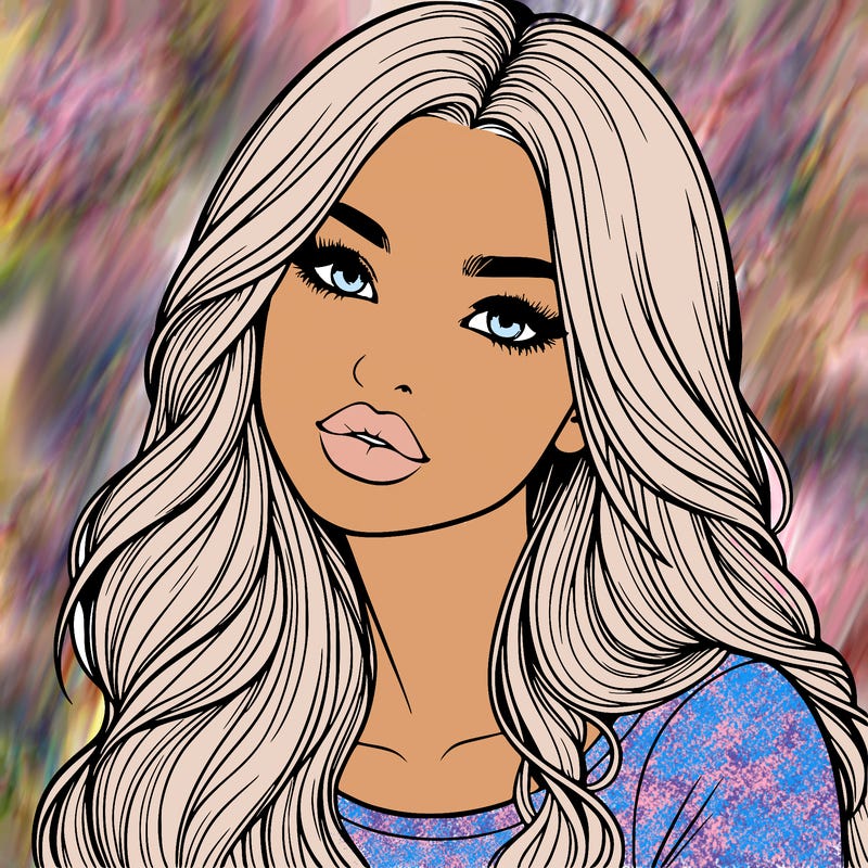realistic girl with hair on her hair and lips