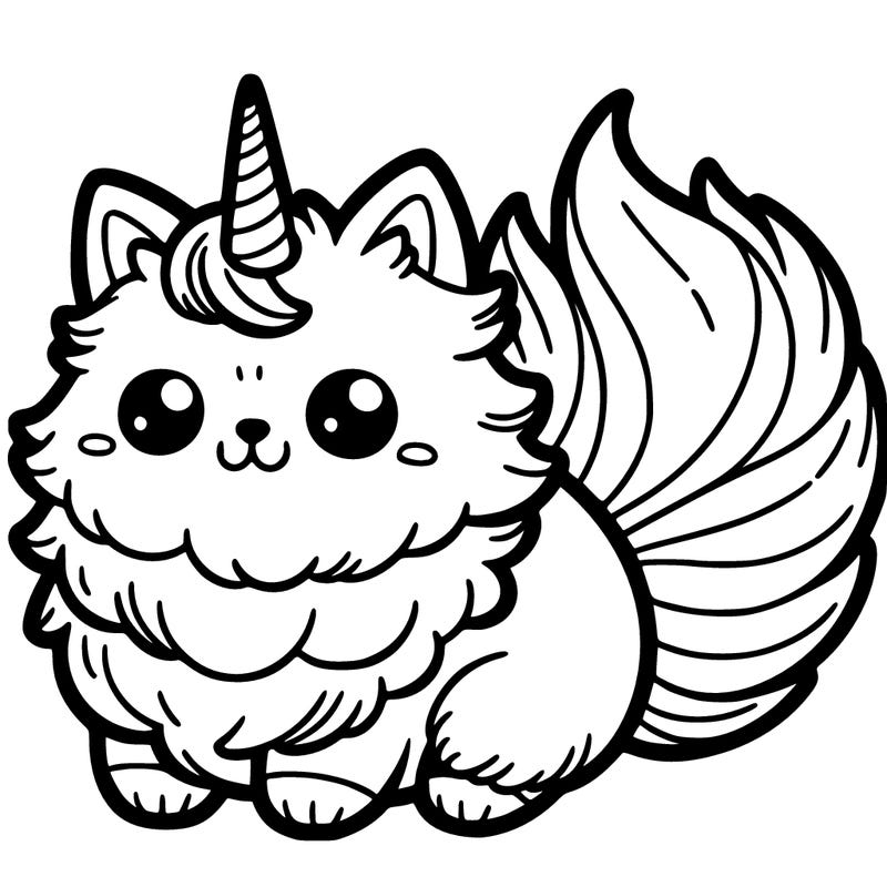 fluffy cat with unicorn horn