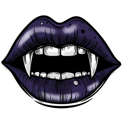 lips with vampire teeth