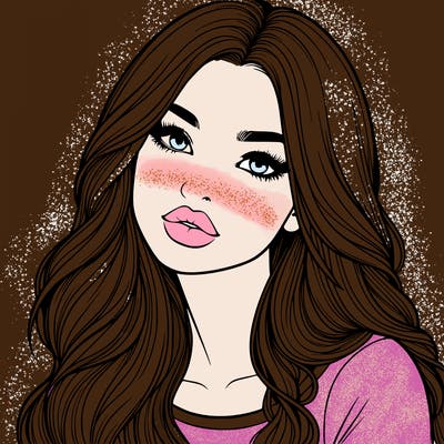 realistic girl with hair on her hair and lips