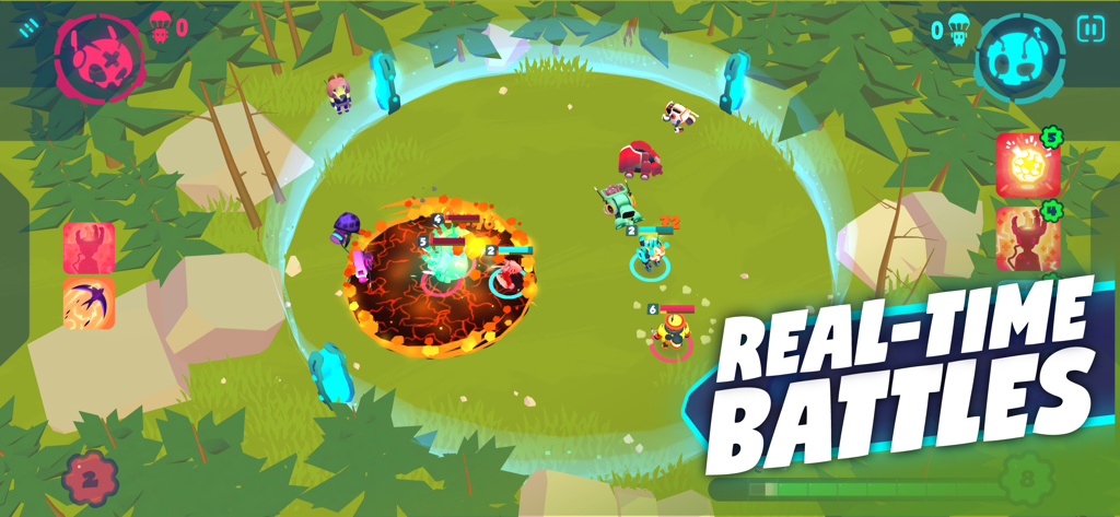 Botworld Adventure - Strategic real time robot combat in a lush forest arena within Botworld Adventure