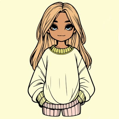 realistic girl with baggy jumper