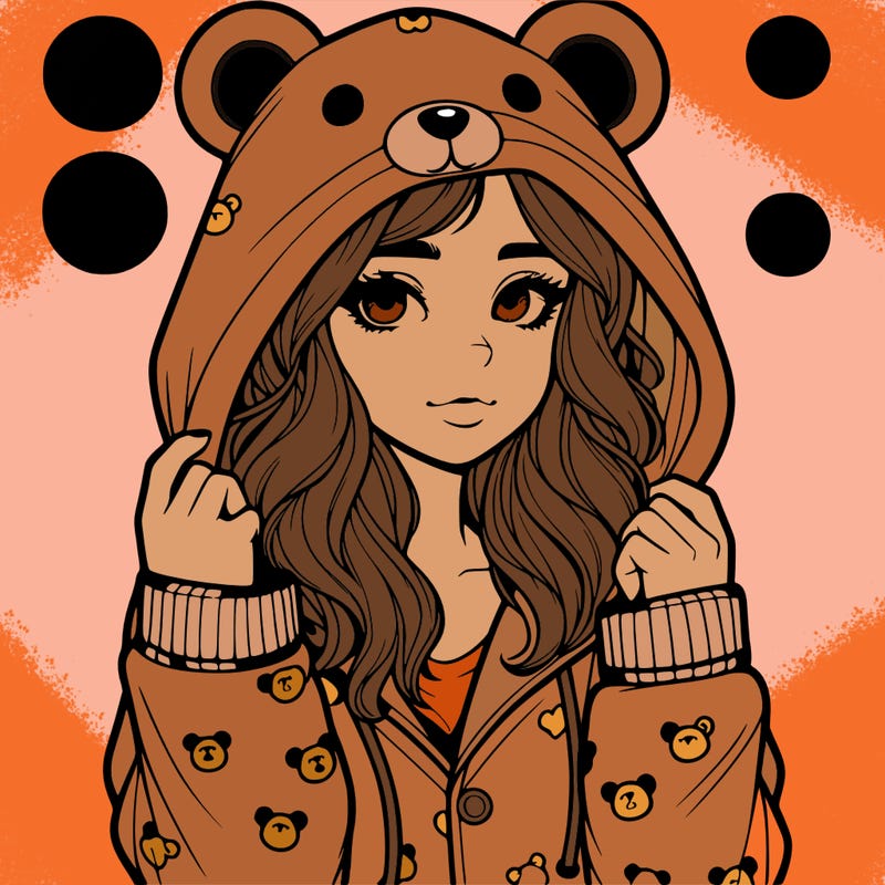 realistic girl in a animal pjs hoodie