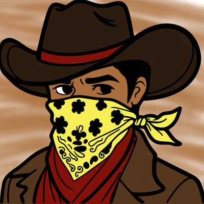 cowboy with a bandana over his face