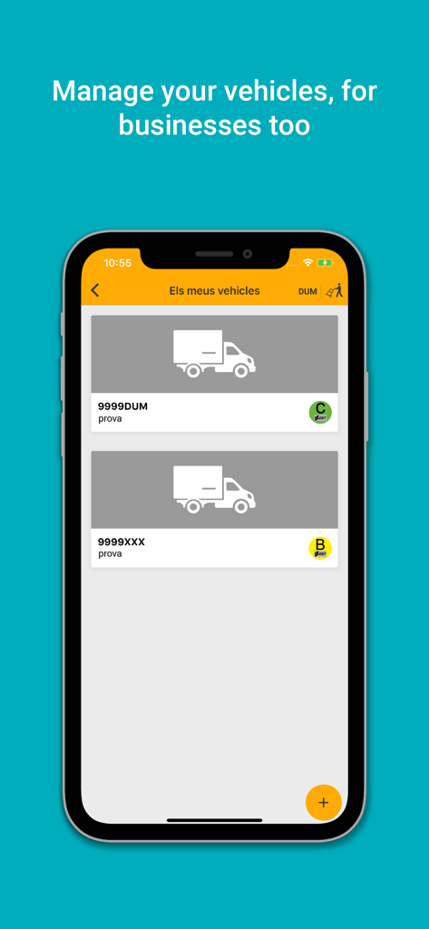 SPRO - Vehicle management screen in the SPRO app showing registered delivery trucks