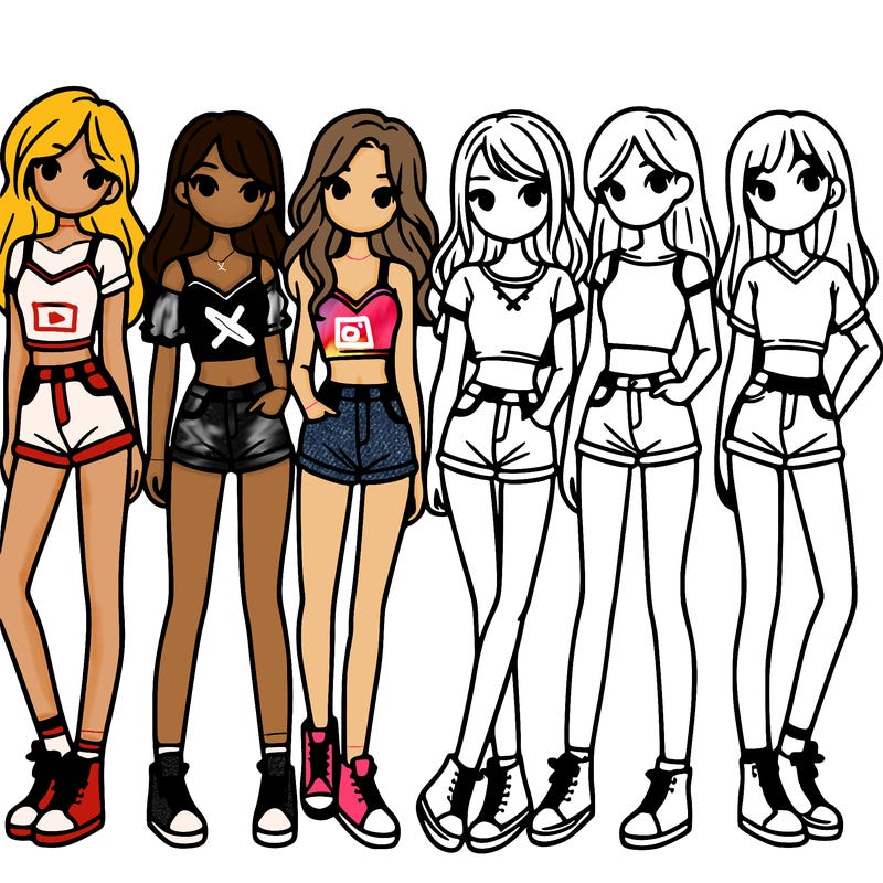 a group of girls wearing crop tops and shorts