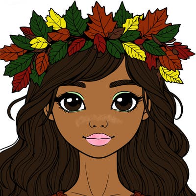 realistic girl with fall leaf crown