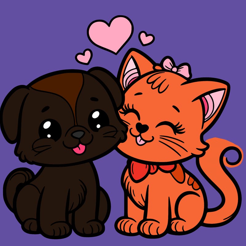 cat with a dog and in love