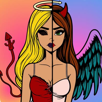 devil vs angel realistic girl