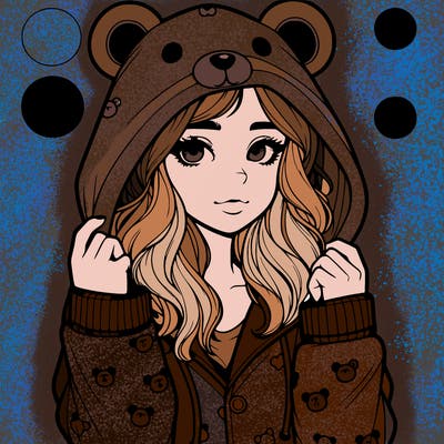 realistic girl in a animal pjs hoodie