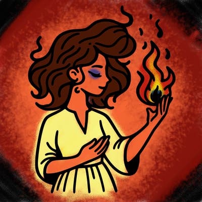 woman with fire