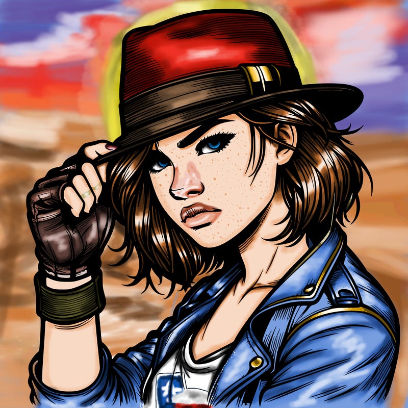 realistic tough girl with hat