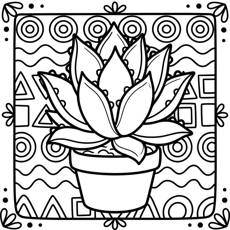 This delightful coloring page introduces toddlers to the charming world of succulents with a friendly agave plant. Its ultra-thick lines and large, simple shapes are perfectly designed to help little ones develop their fine motor skills while having fun.
