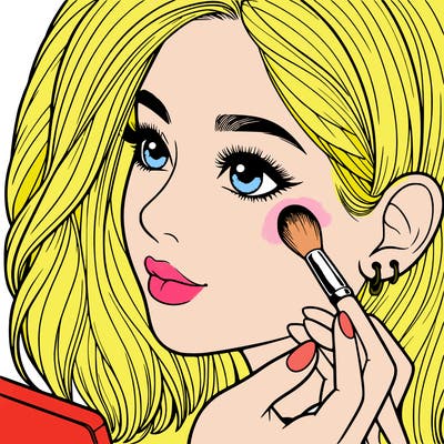 a realistic girl doing her makeup