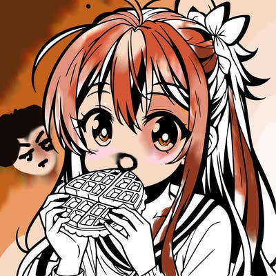anime eating waffle