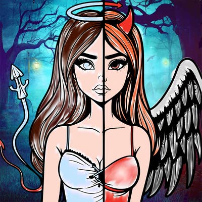devil vs angel realistic girl