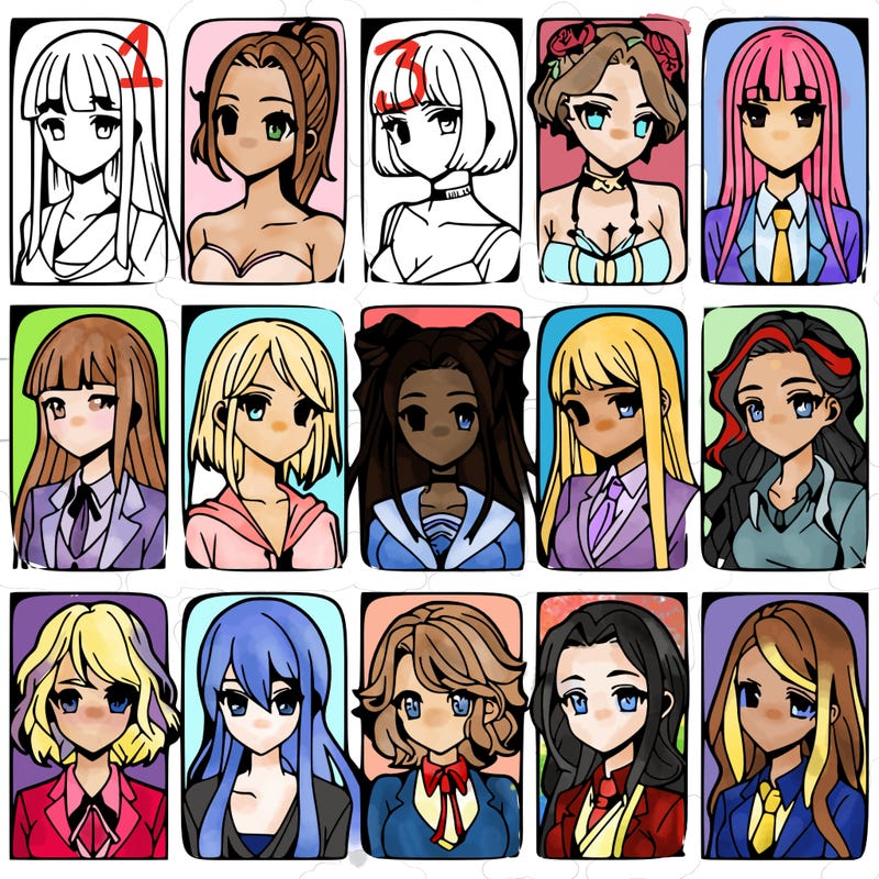 girls that look diffrent anime